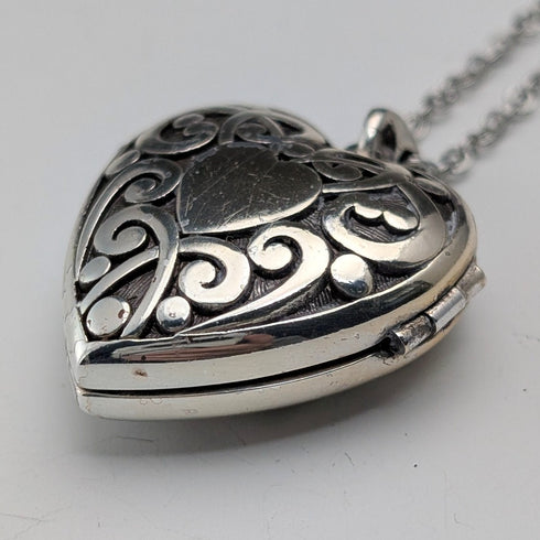 復古鍍銀心型小盒子吊飾和項鍊